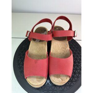 Mia Anja Swedish Leather Peep Toe Clog Sandals Red Sz. 37 (6.5)
